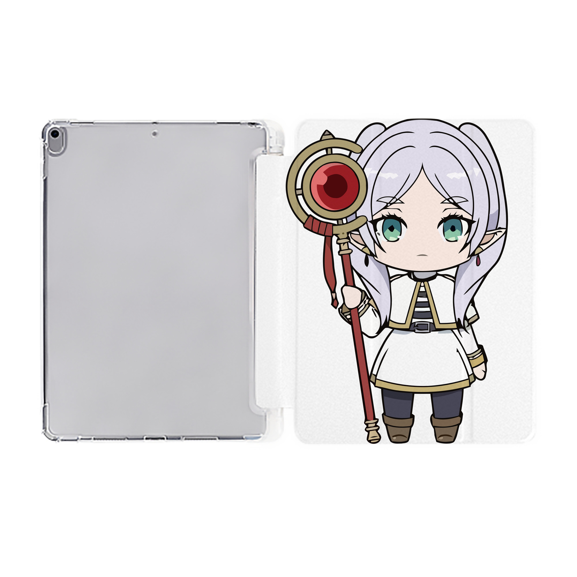 （画像用） 葬送のフリーレン Frieren IPad ケース ペン収納付き 三つ折りスタンド PUレザー×シリコン 対応機種9.5/10.5/10.9インチ